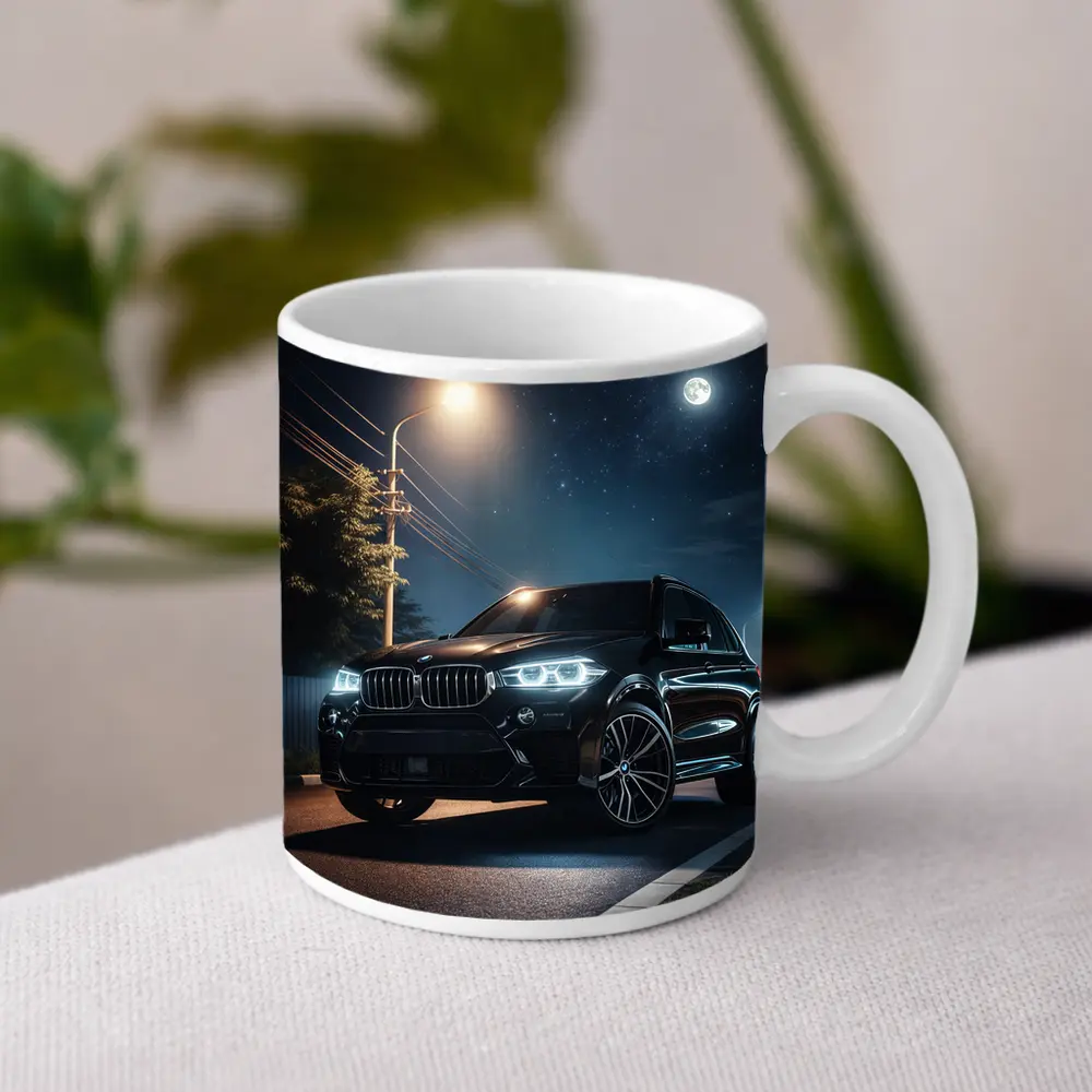 BMW X5M Black SUV Night Street – Mugs