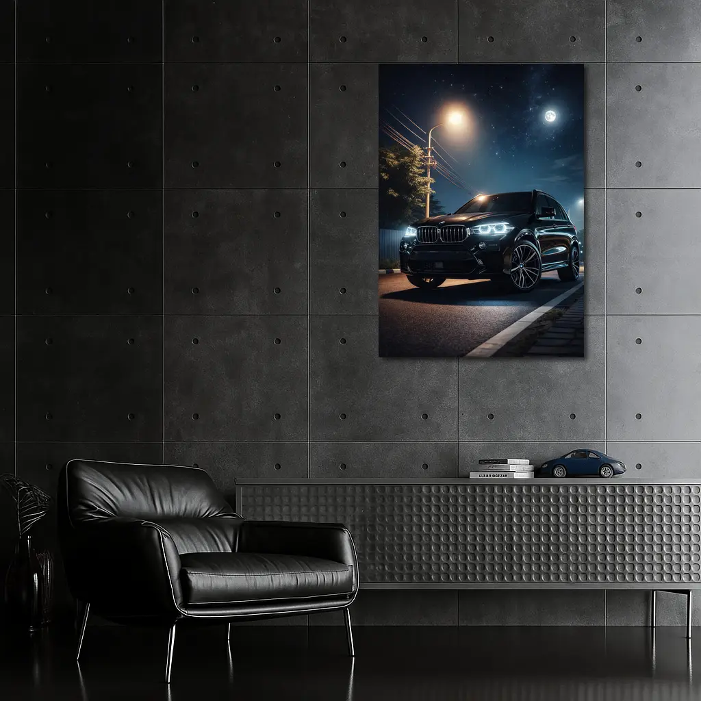 BMW X5M Black SUV Night Street – Wall Art