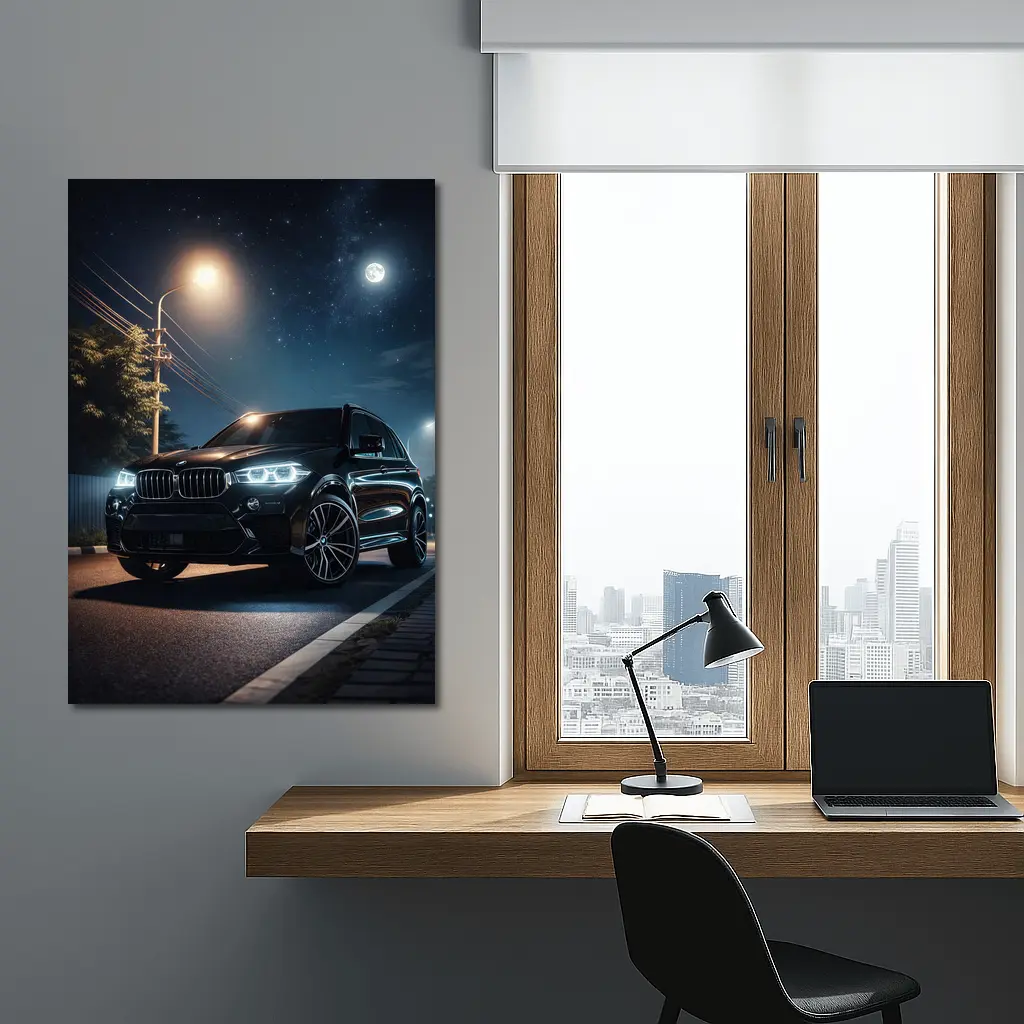 BMW X5M Black SUV Night Street – Wall Art