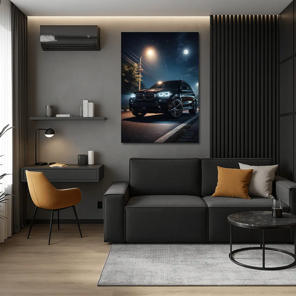 BMW X5M Black SUV Night Street – Wall Art