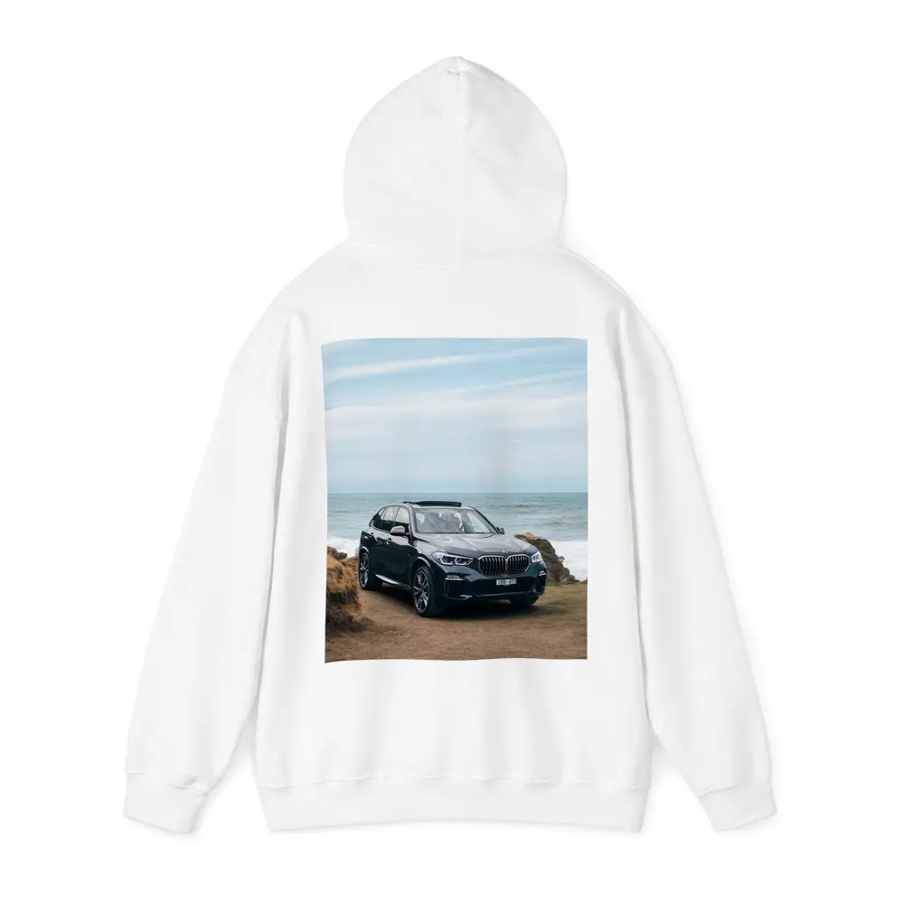 BMW X5 Parked by Coastal Rocky Shore – Hoodies
