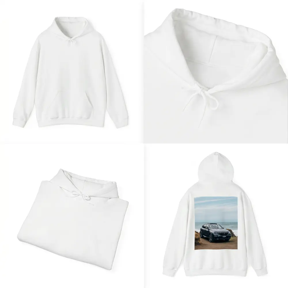 BMW X5 Parked by Coastal Rocky Shore – Hoodies