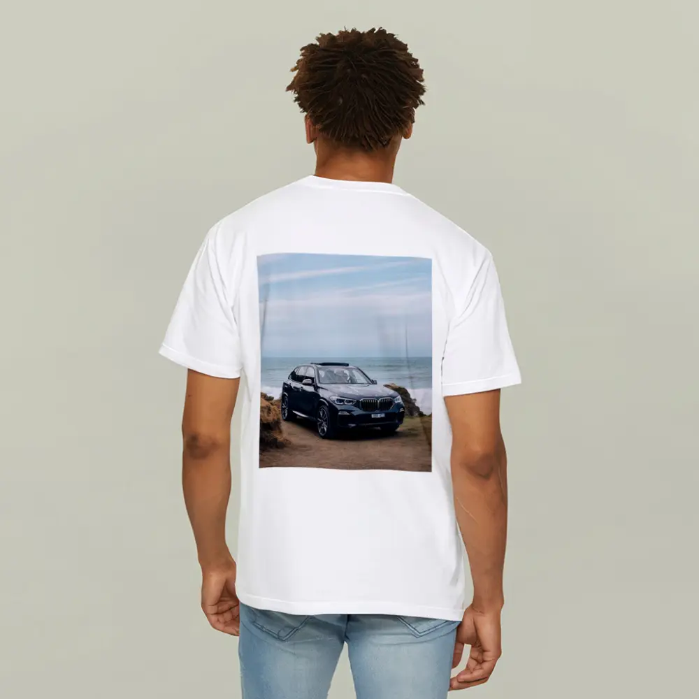BMW X5 Parked by Coastal Rocky Shore – T-Shirts