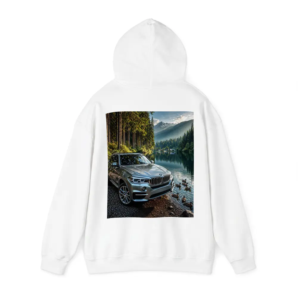 BMW X5 Parked By Mountain Lake – Hoodies