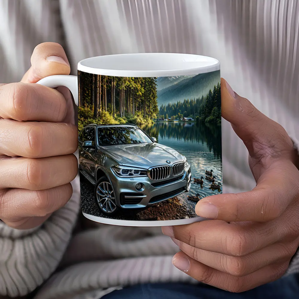 BMW X5 Parked By Mountain Lake – Mugs