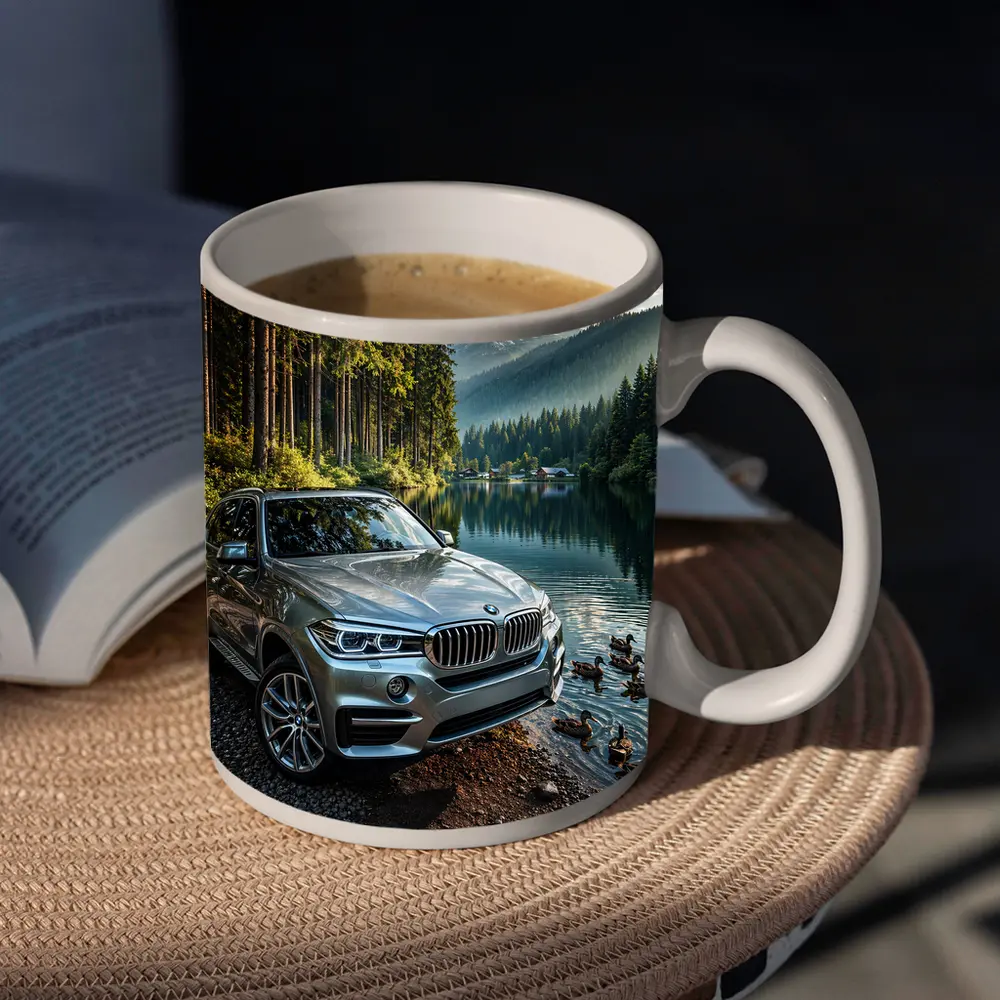 BMW X5 Parked By Mountain Lake – Mugs
