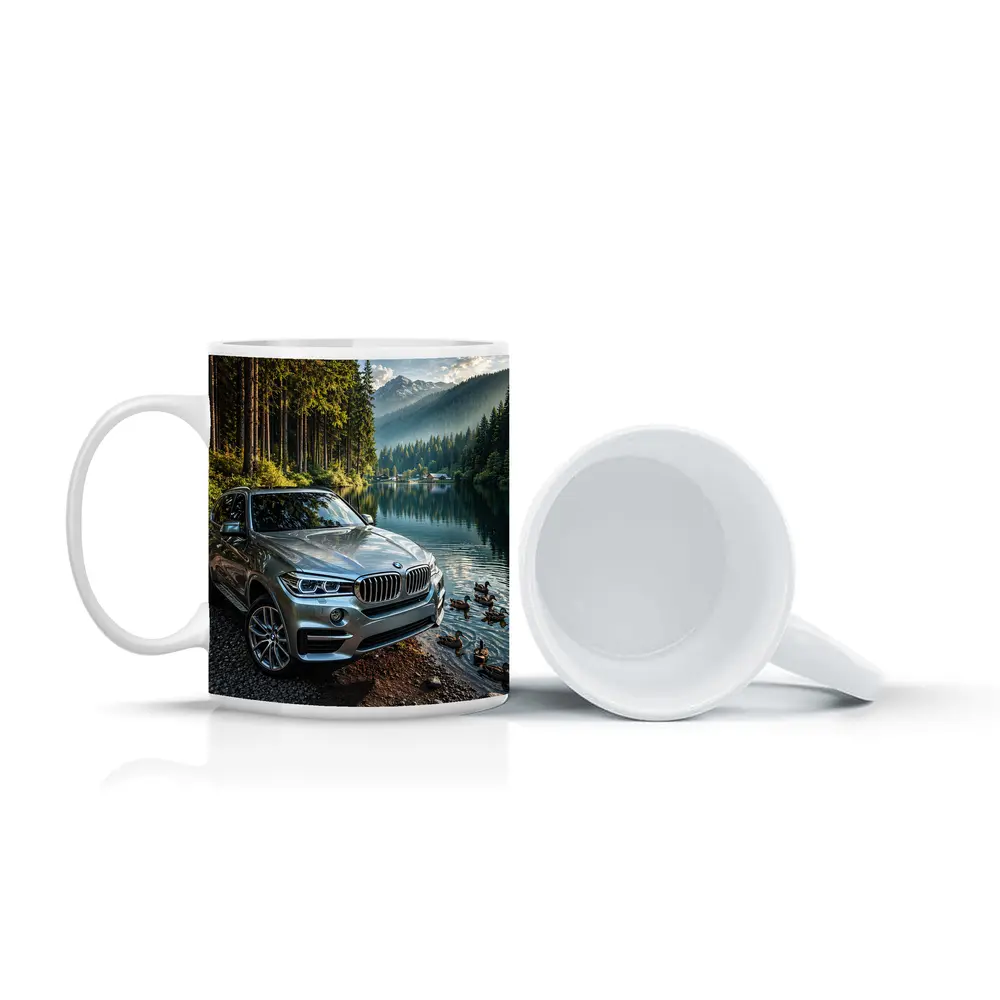 BMW X5 Parked By Mountain Lake – Mugs