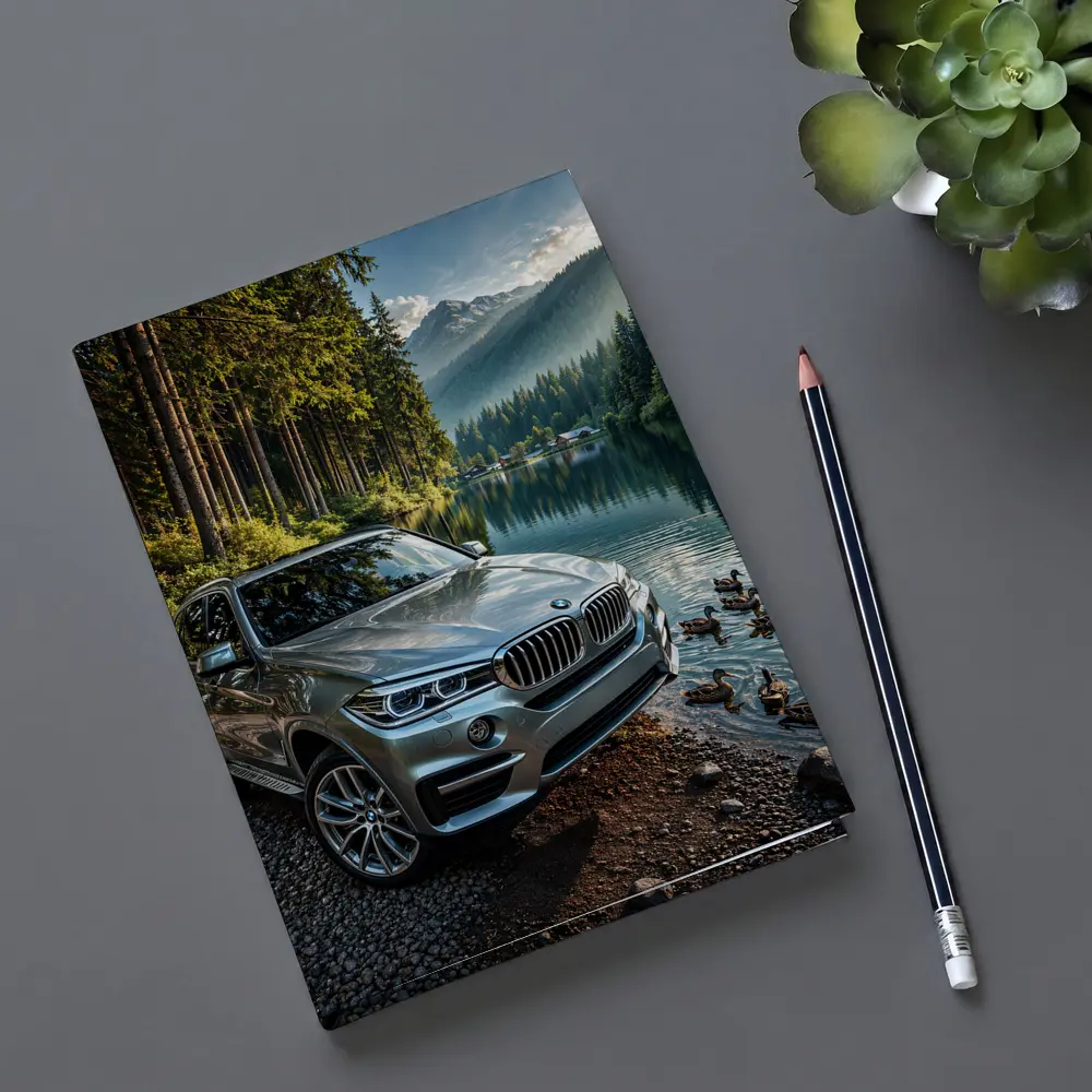 BMW X5 Parked By Mountain Lake – Notebooks