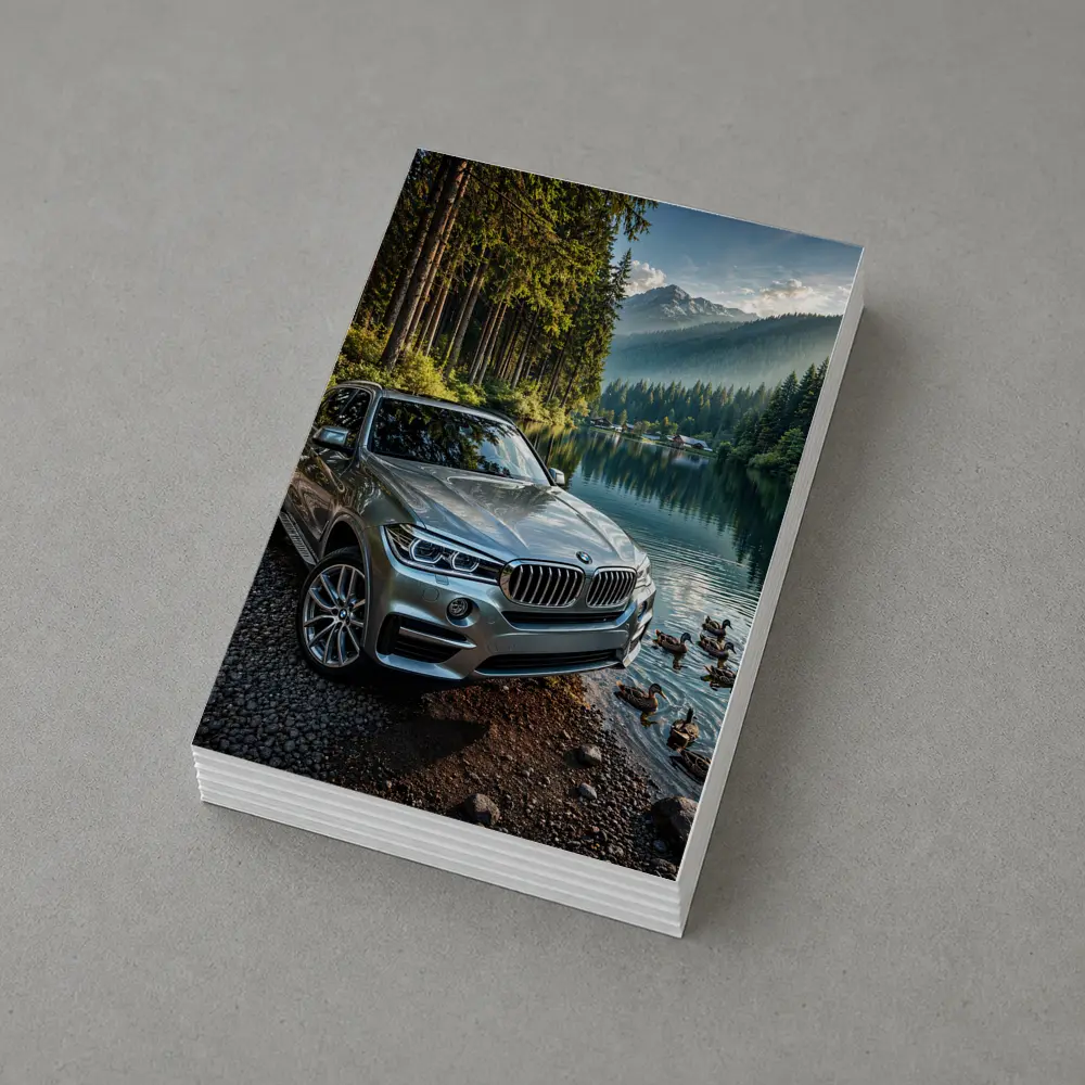 BMW X5 Parked By Mountain Lake – Postcards