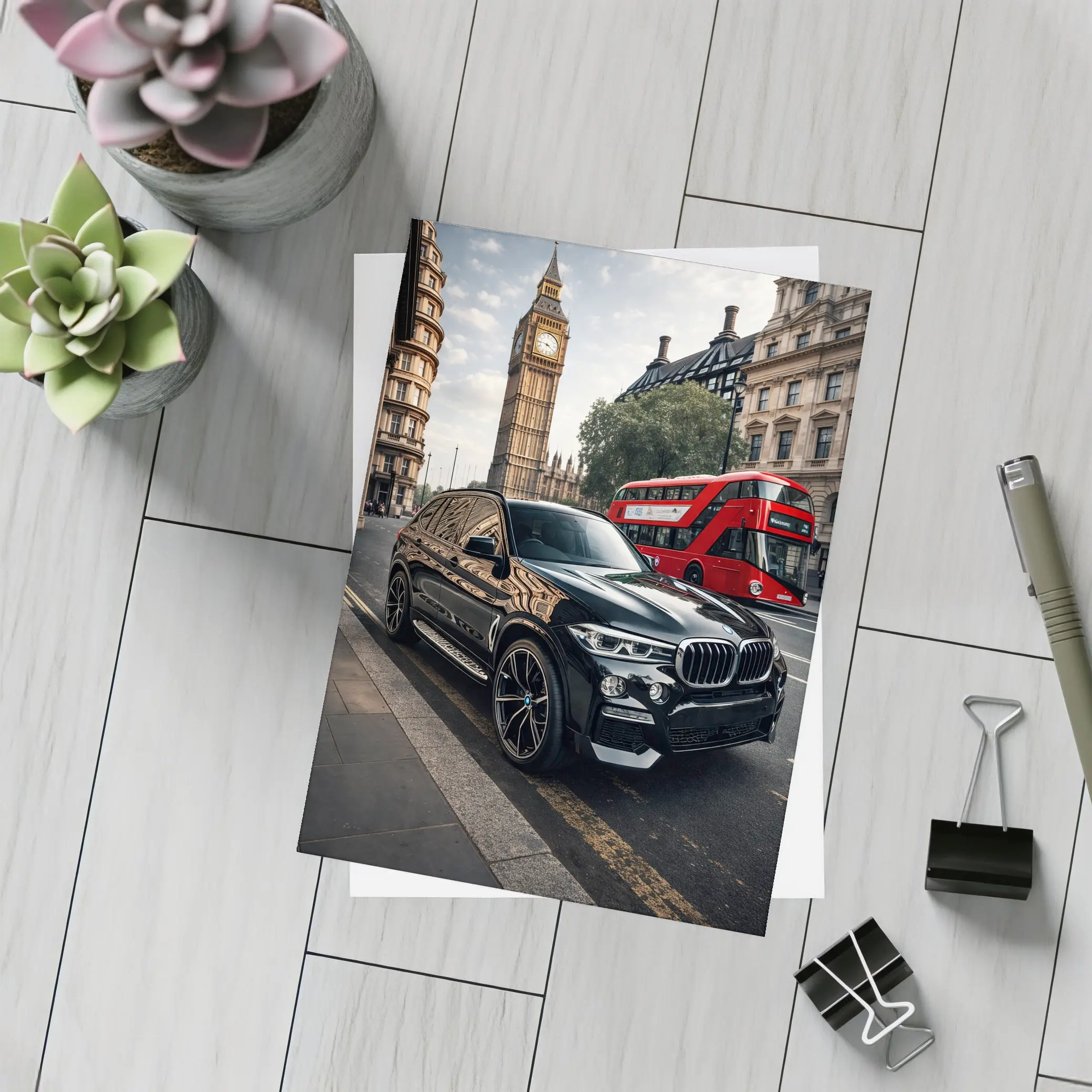 BMW X5 Black SUV London Big Ben – Postcards