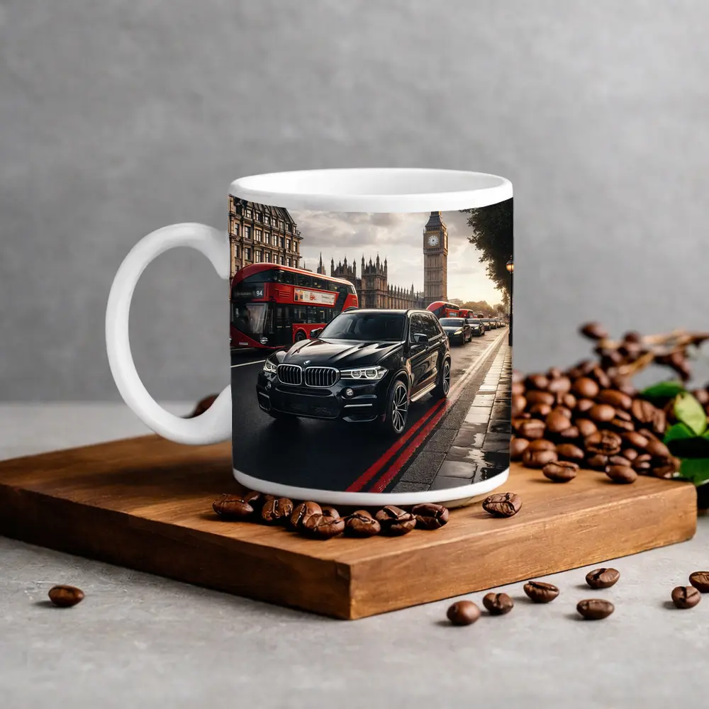 BMW X5 Black London Big Ben Street – Mugs
