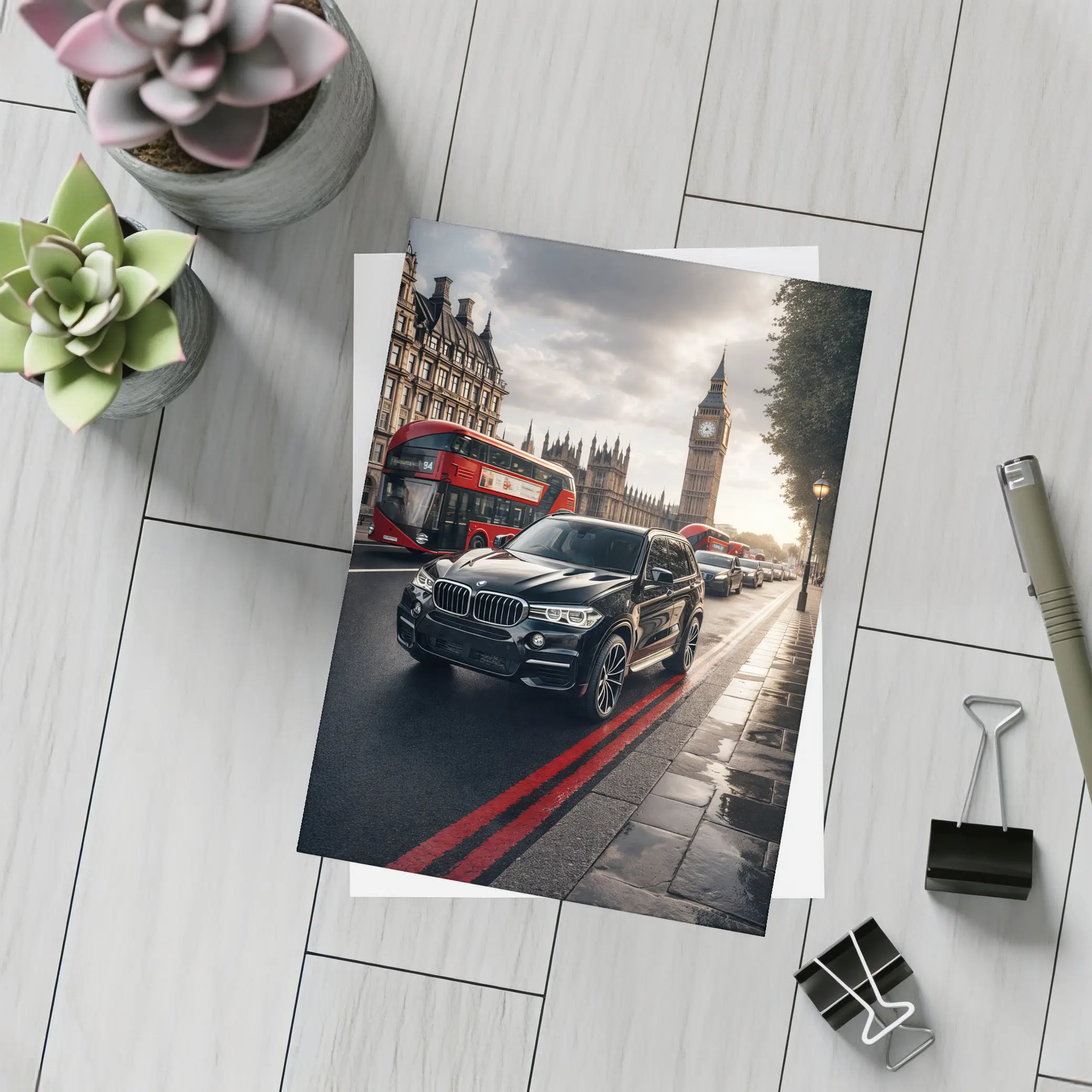 BMW X5 Black London Big Ben Street – Postcards