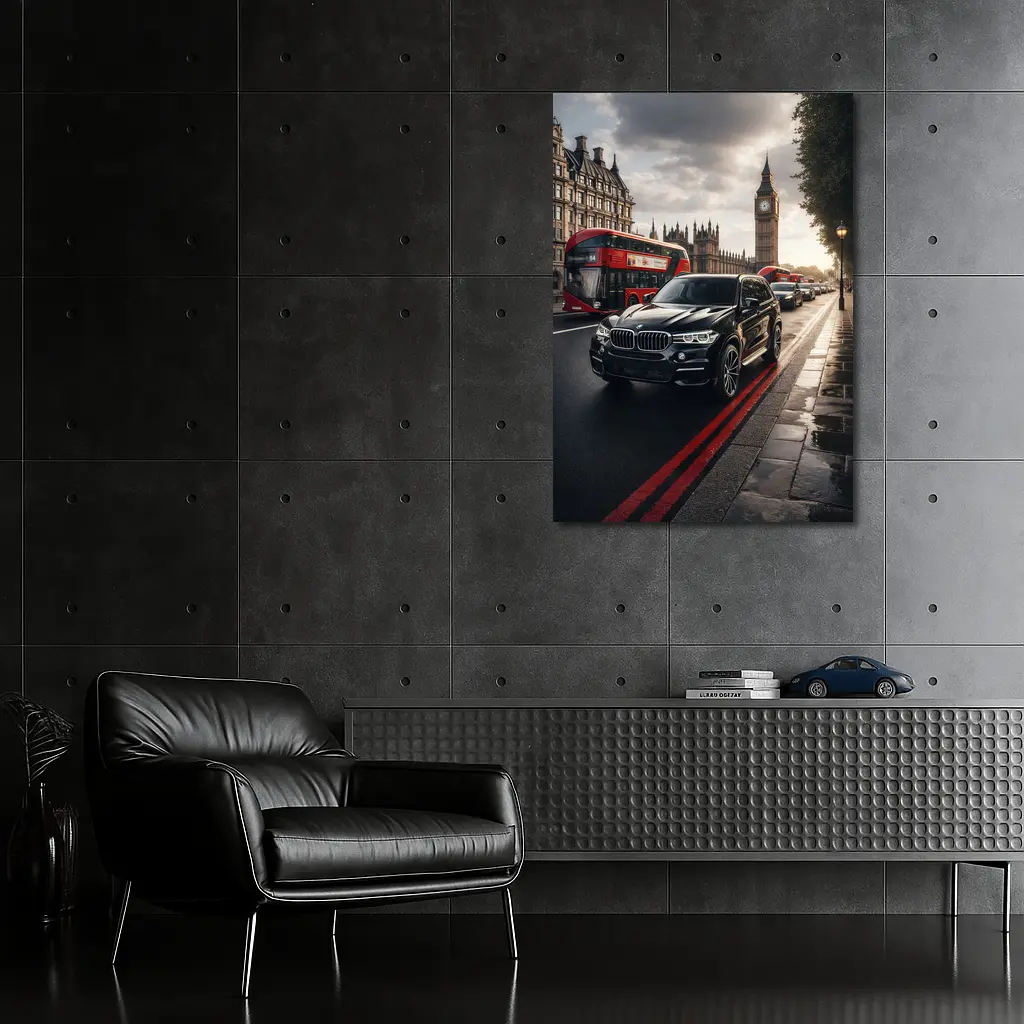 BMW X5 Black London Big Ben Street – Wall Art