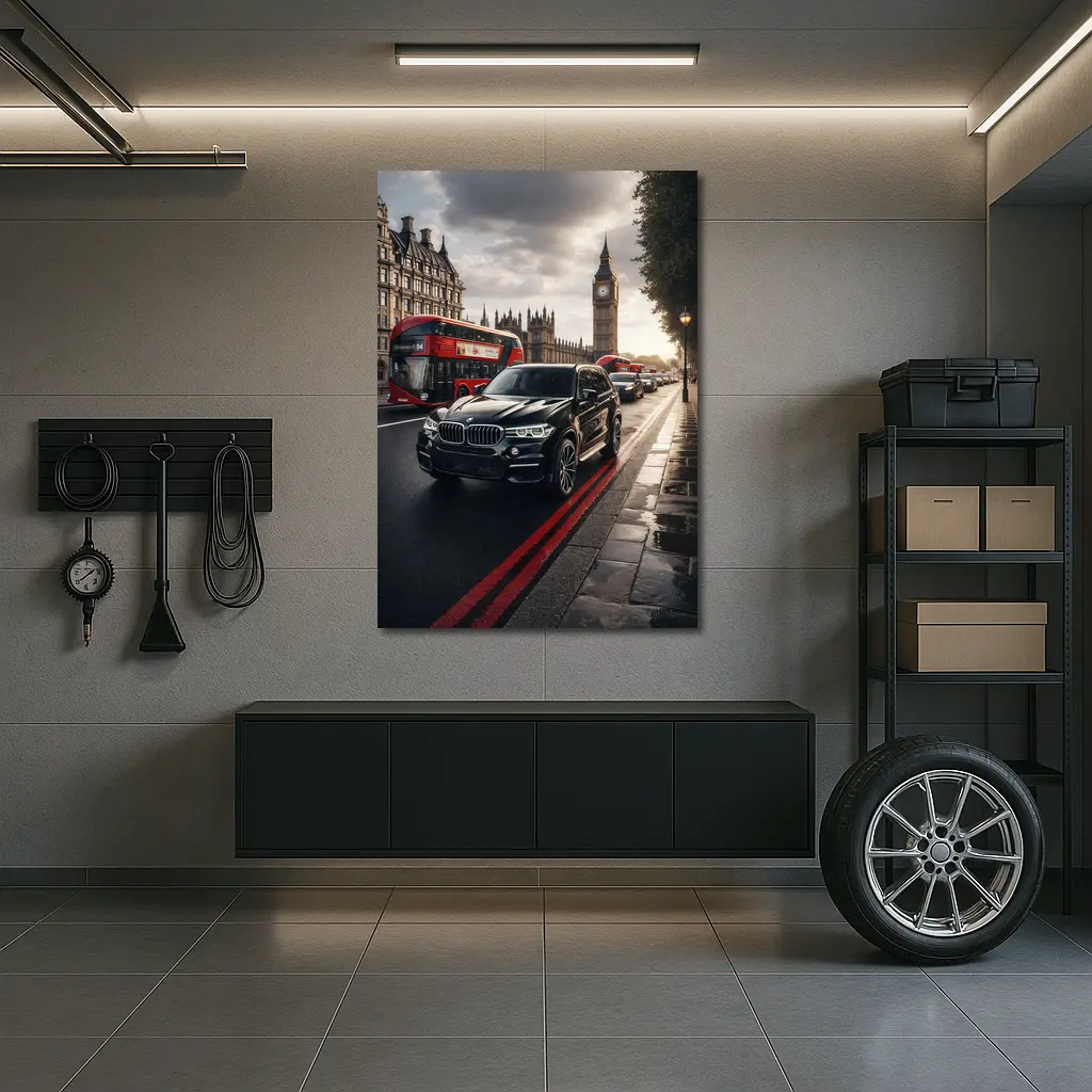 BMW X5 Black London Big Ben Street – Wall Art