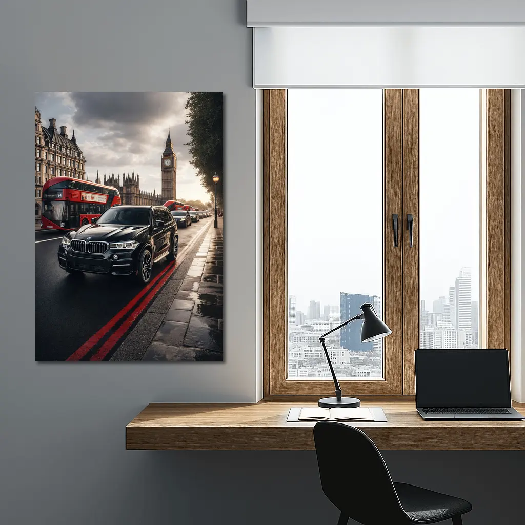 BMW X5 Black London Big Ben Street – Wall Art