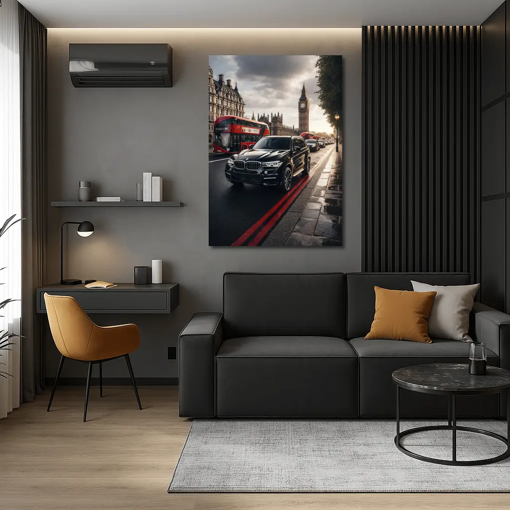 BMW X5 Black London Big Ben Street – Wall Art