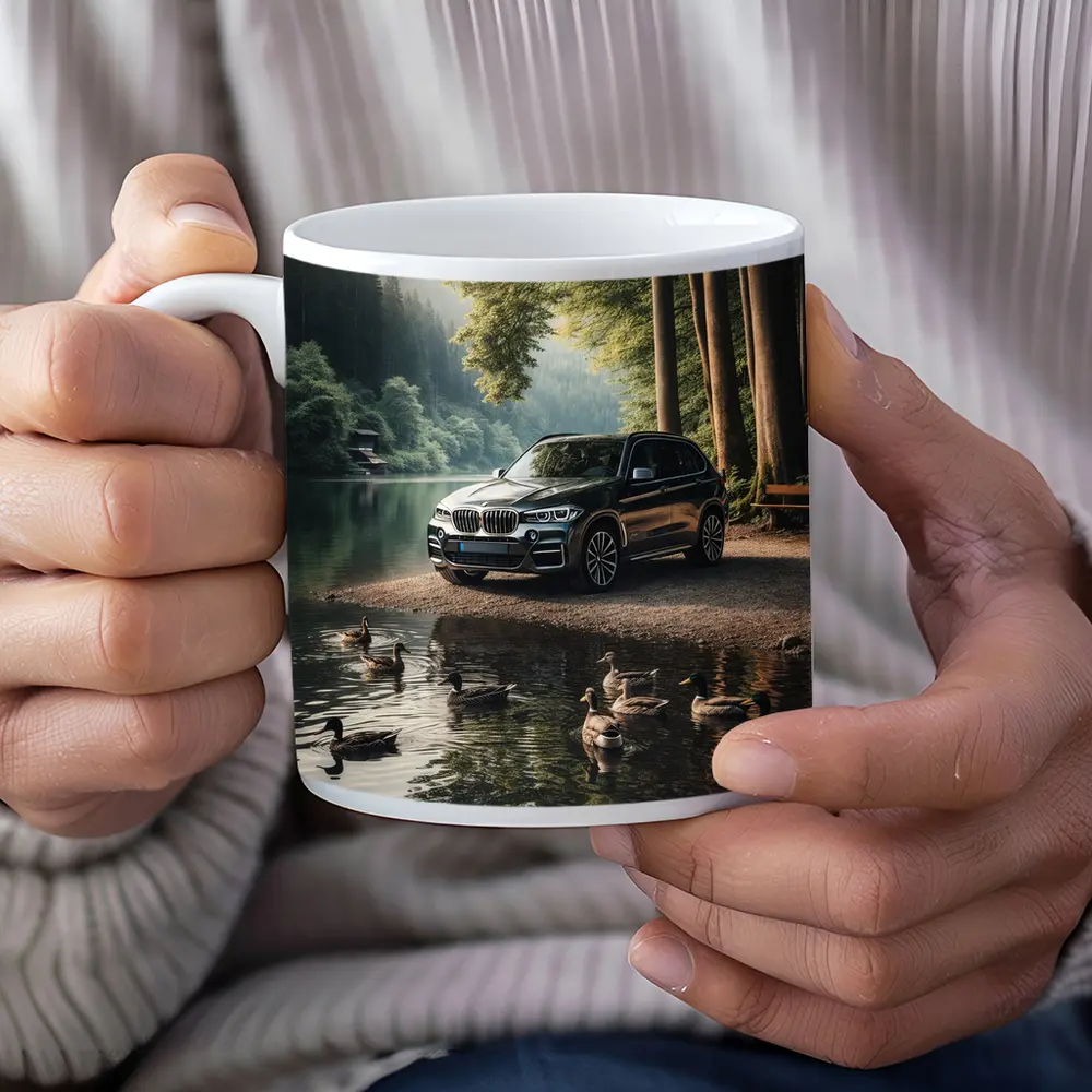 BMW X5 Parked By Forest Lake – Mugs