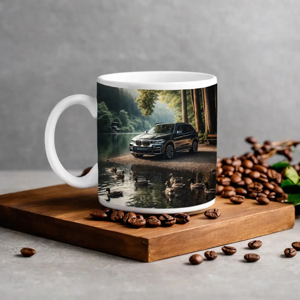 BMW X5 Parked By Forest Lake – Mugs