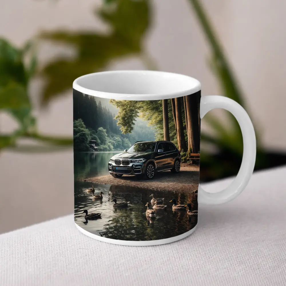 BMW X5 Parked By Forest Lake – Mugs
