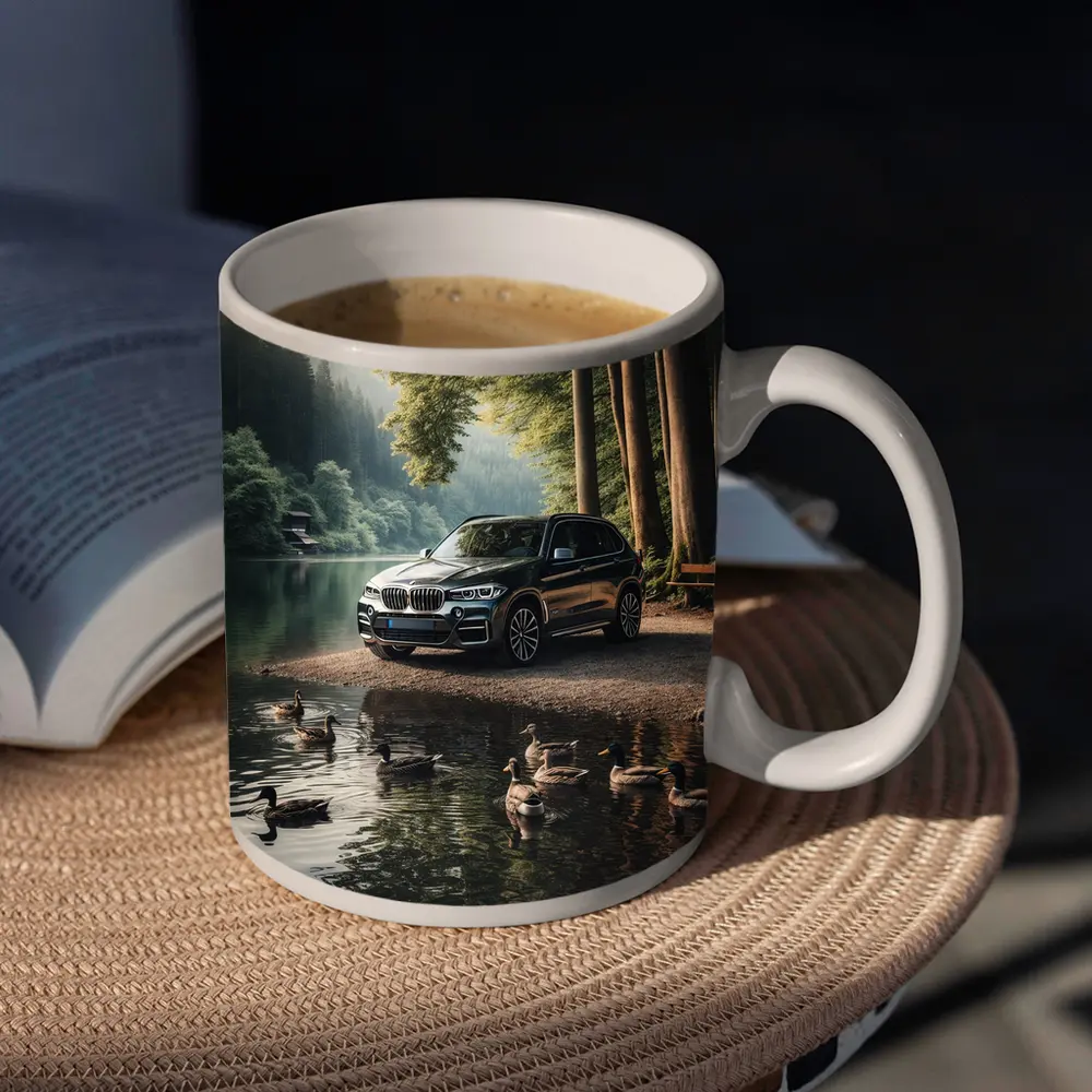 BMW X5 Parked By Forest Lake – Mugs