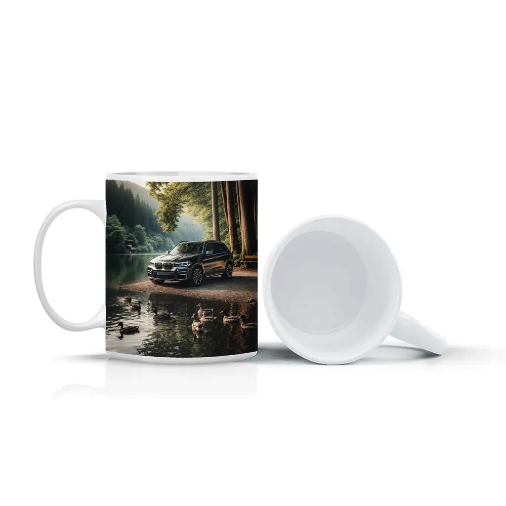 BMW X5 Parked By Forest Lake – Mugs