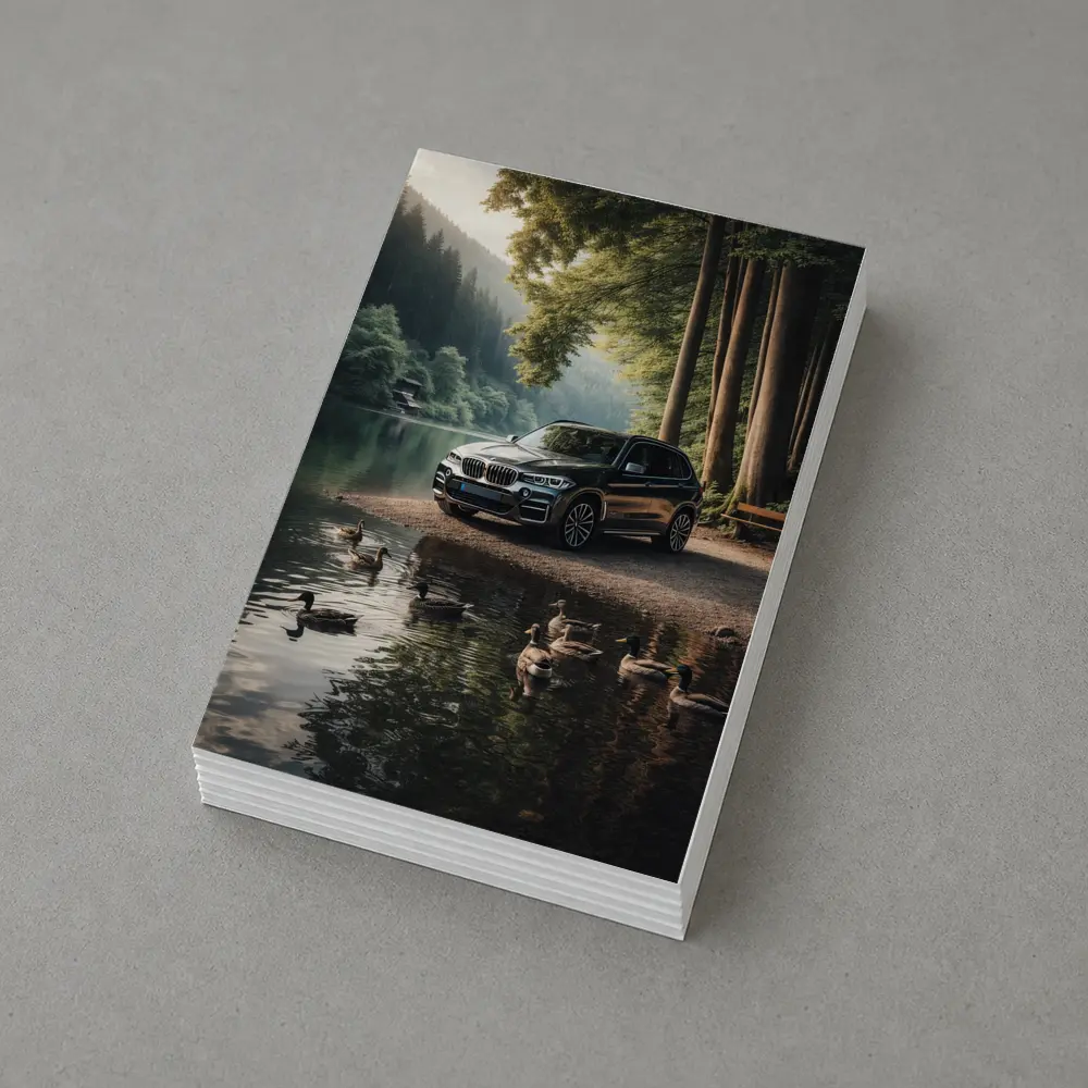 BMW X5 Parked By Forest Lake – Postcards