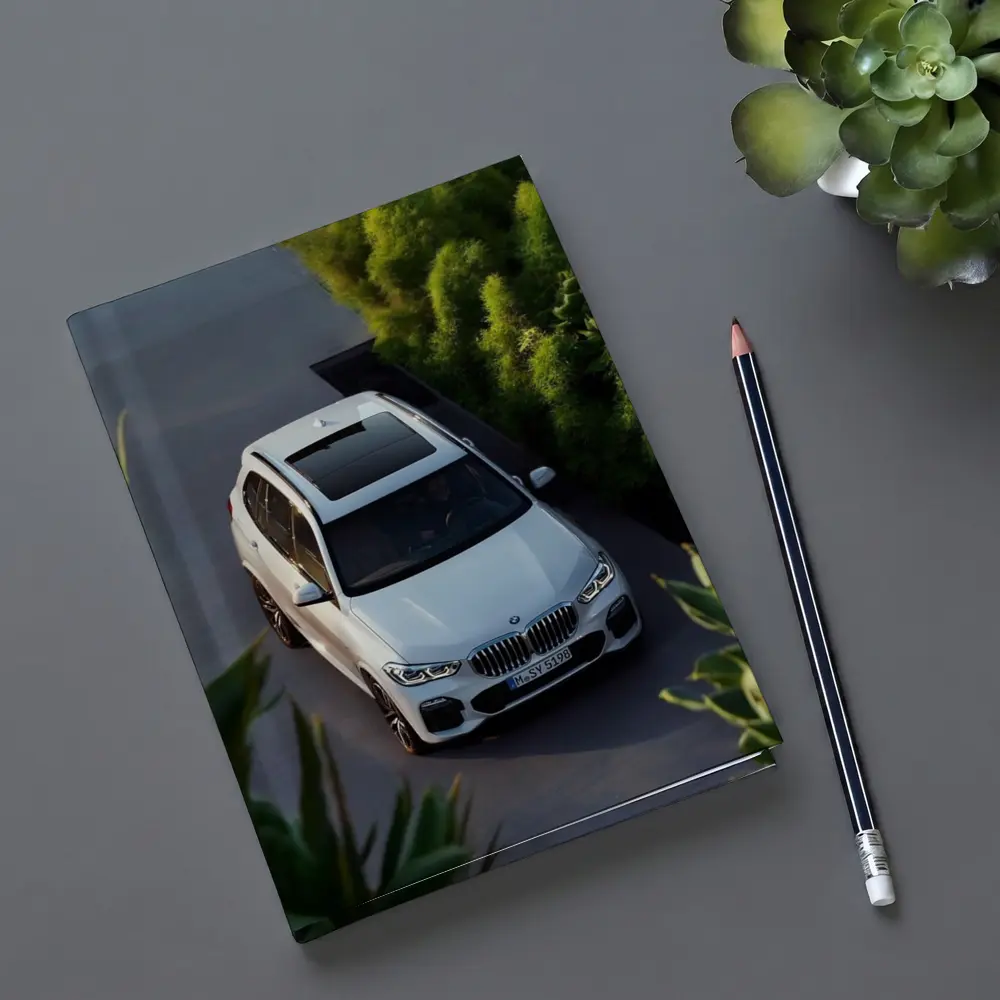 BMW X5 White SUV Green Garden Setting – Notebooks