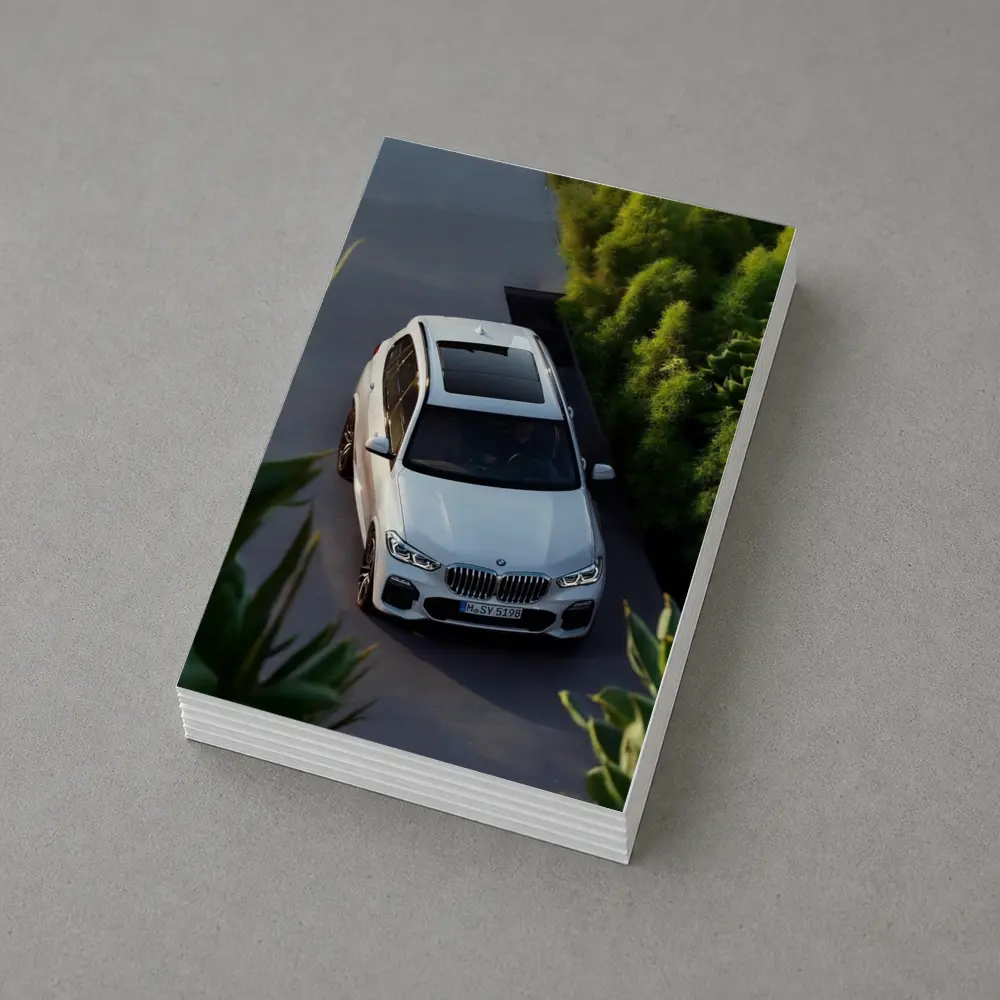 BMW X5 White SUV Green Garden Setting – Postcards