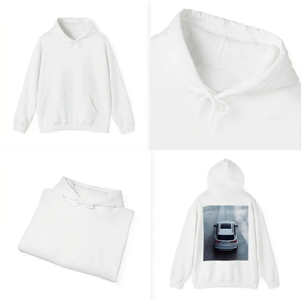 BMW X5 White SUV Aerial Road View – Hoodies
