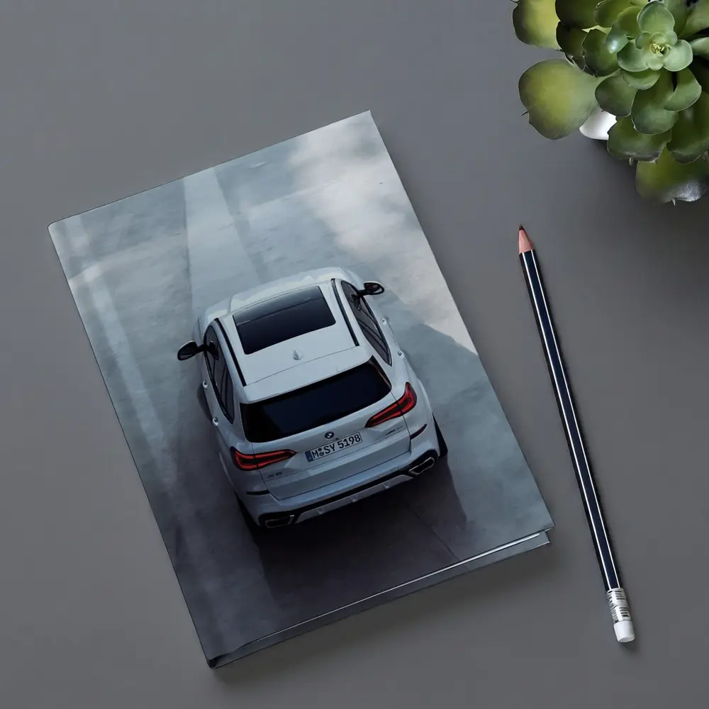 BMW X5 White SUV Aerial Road View – Notebooks