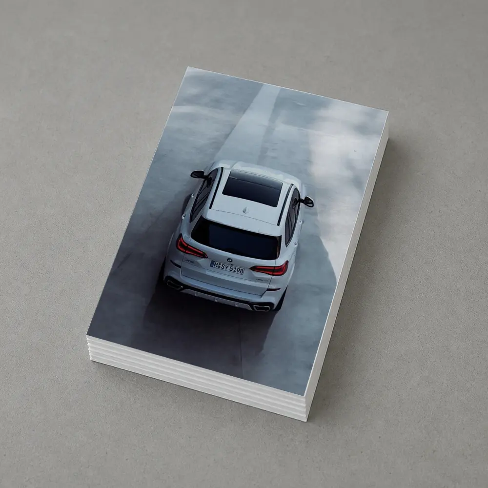 BMW X5 White SUV Aerial Road View – Postcards