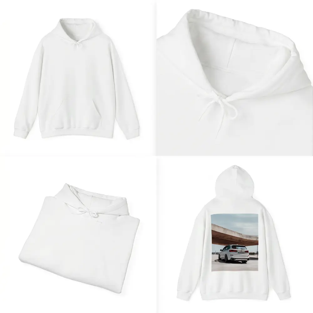 BMW X5 White SUV Urban Parking – Hoodies