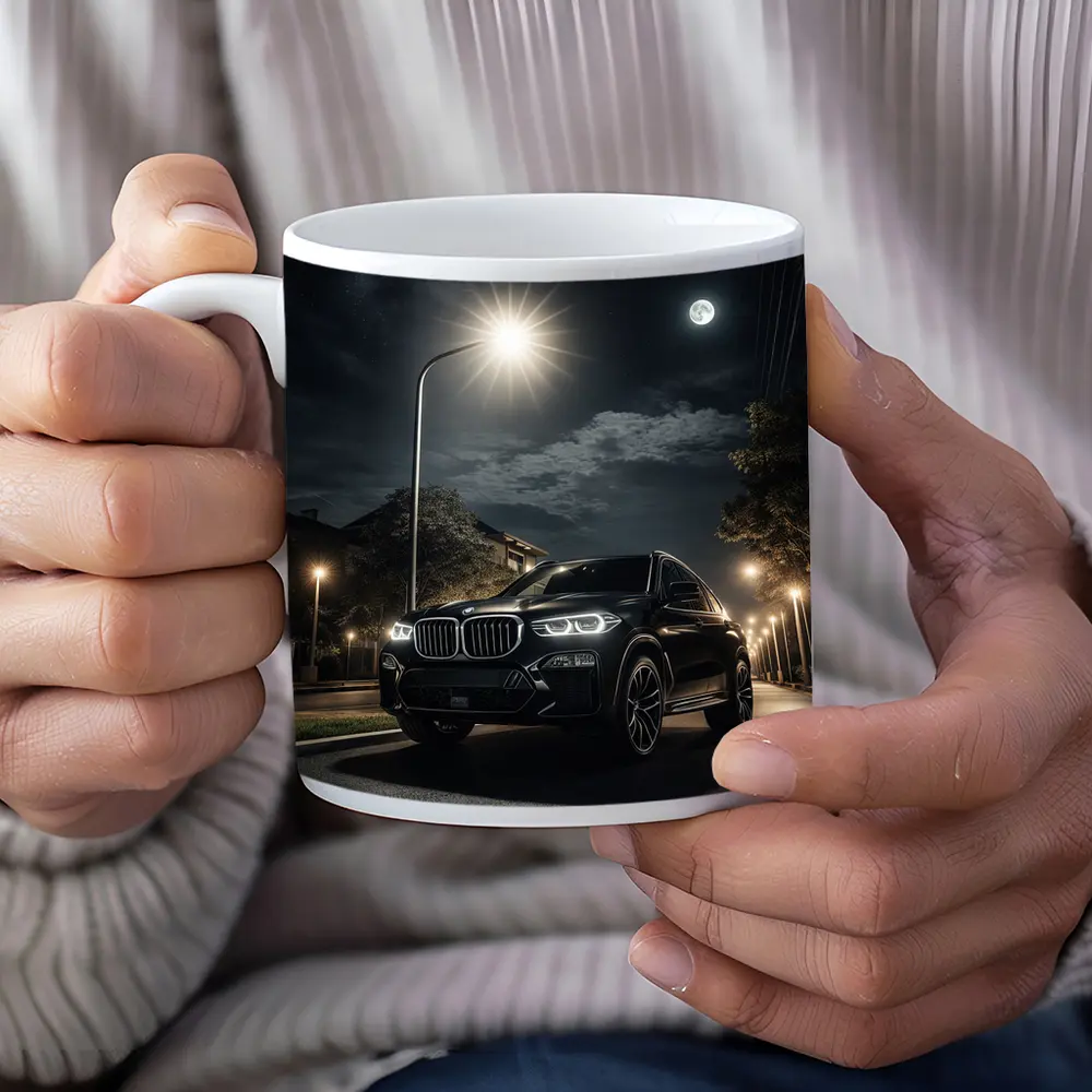 BMW X5M Black SUV Night Street – Mugs