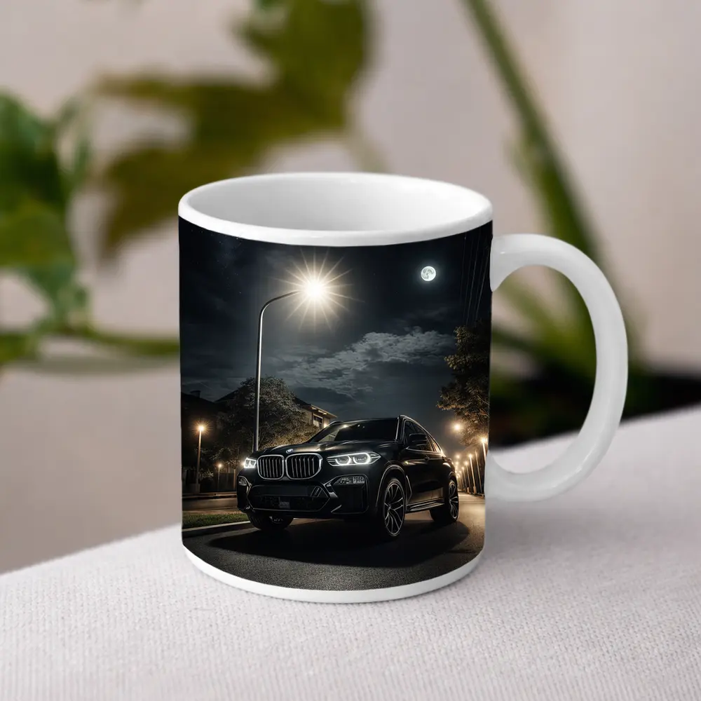 BMW X5M Black SUV Night Street – Mugs