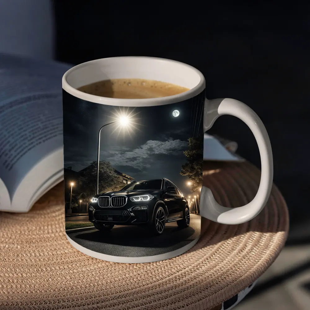 BMW X5M Black SUV Night Street – Mugs