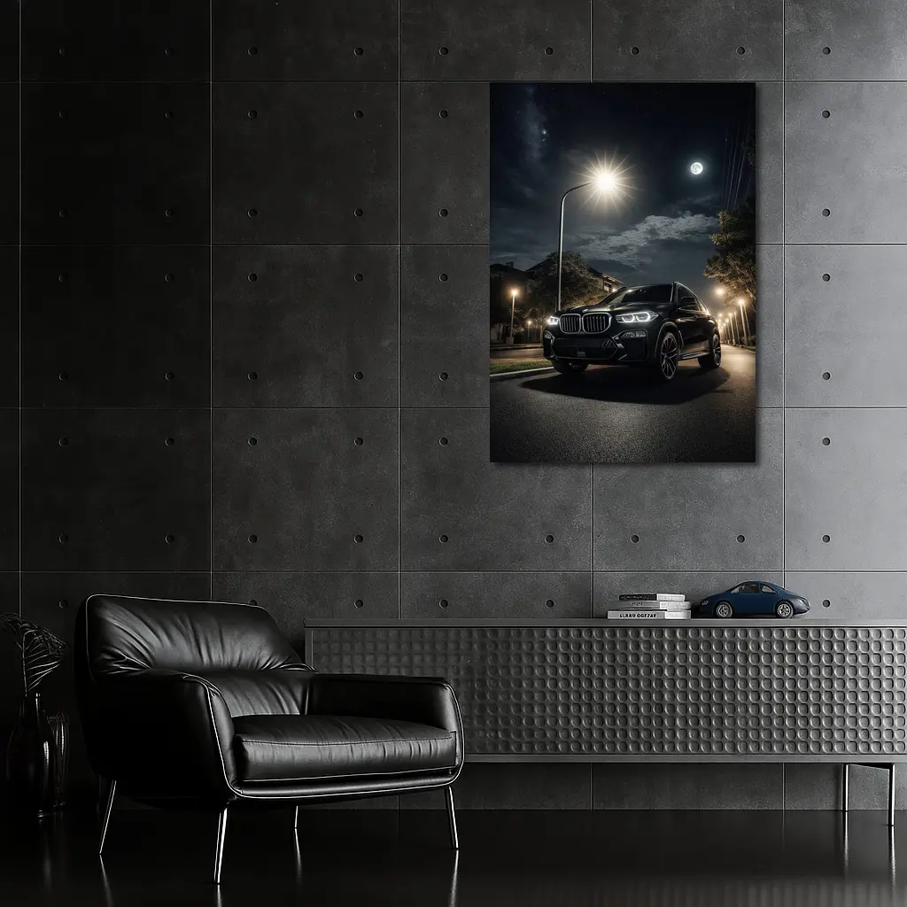 BMW X5M Black SUV Night Street – Wall Art