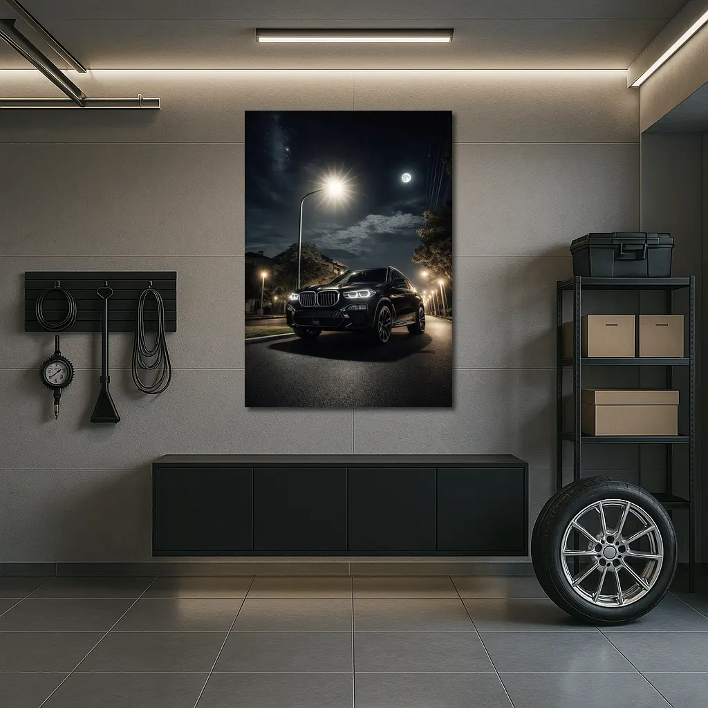 BMW X5M Black SUV Night Street – Wall Art