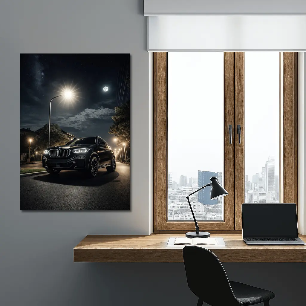 BMW X5M Black SUV Night Street – Wall Art