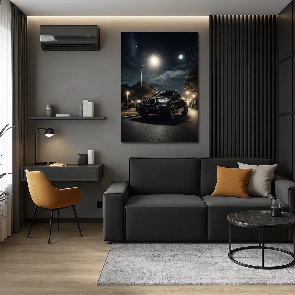 BMW X5M Black SUV Night Street – Wall Art
