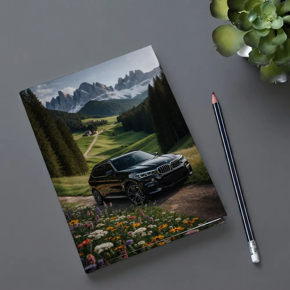 BMW X5 Black SUV Mountain Valley Scene – Notebooks