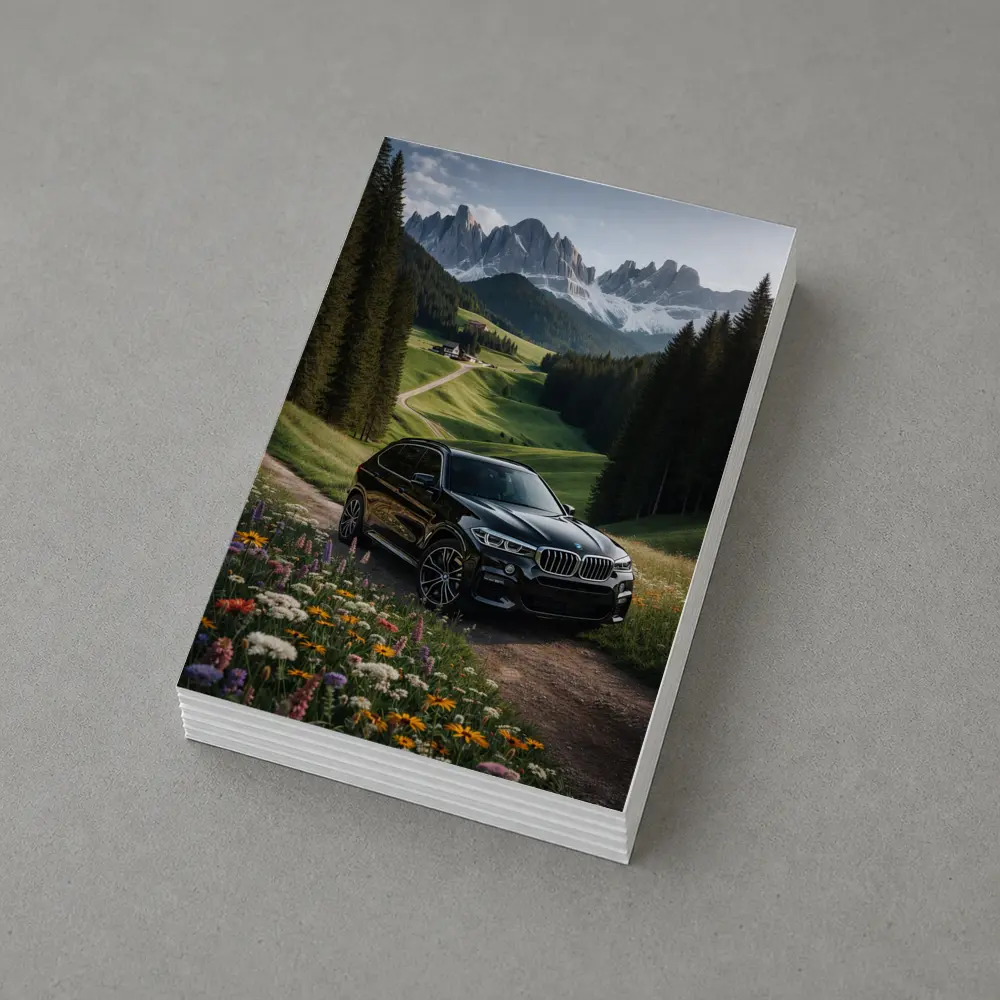BMW X5 Black SUV Mountain Valley Scene – Postcards