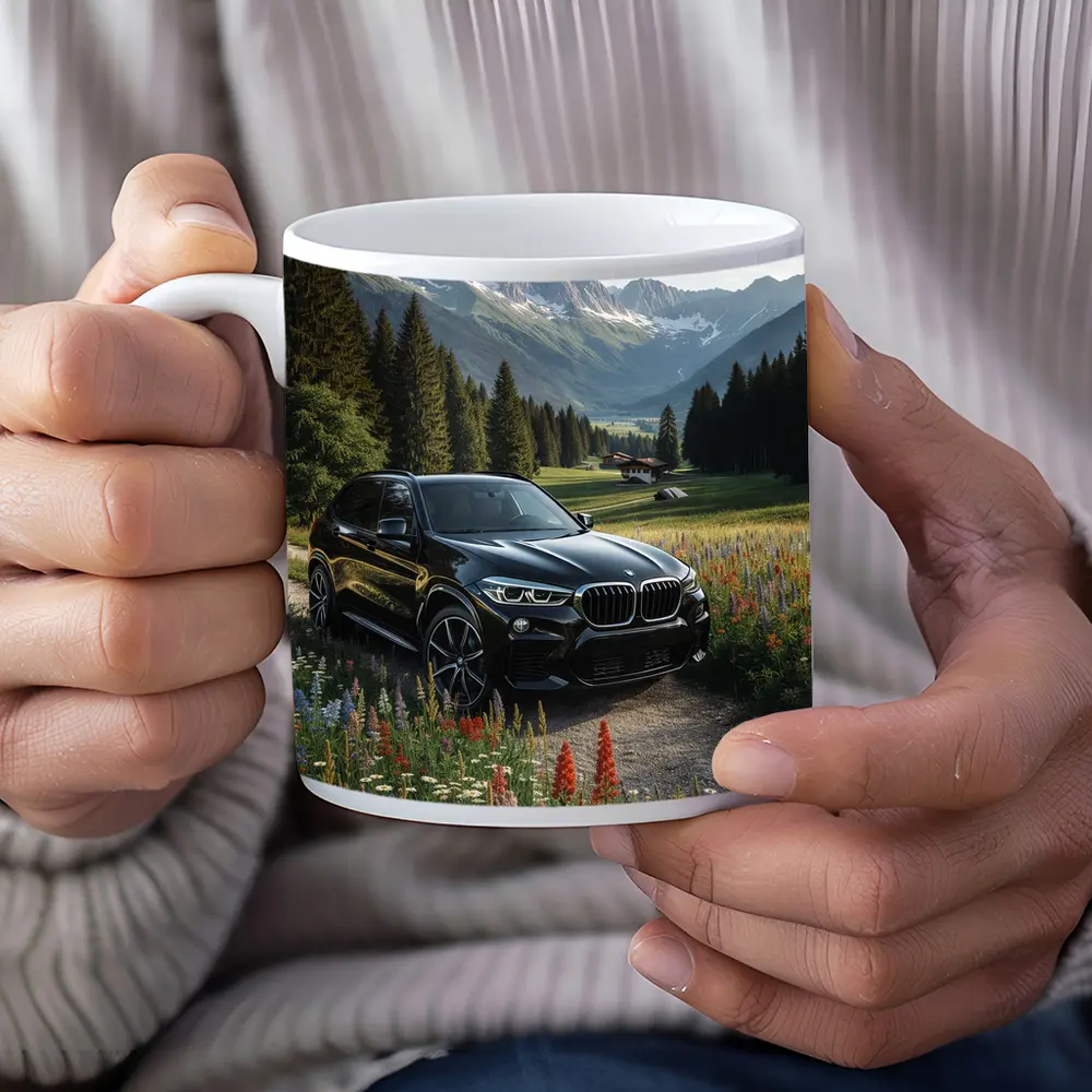 BMW X5 Black SUV Alpine Mountain Meadow – Mugs