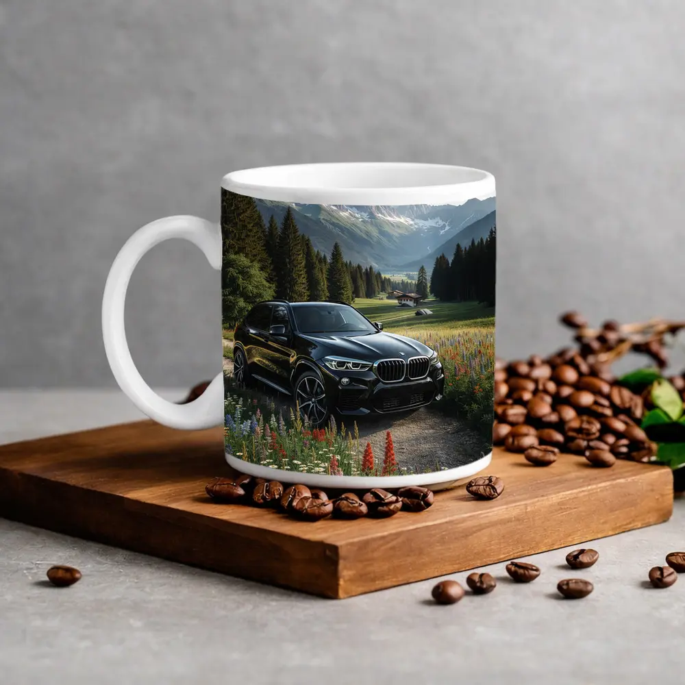 BMW X5 Black SUV Alpine Mountain Meadow – Mugs
