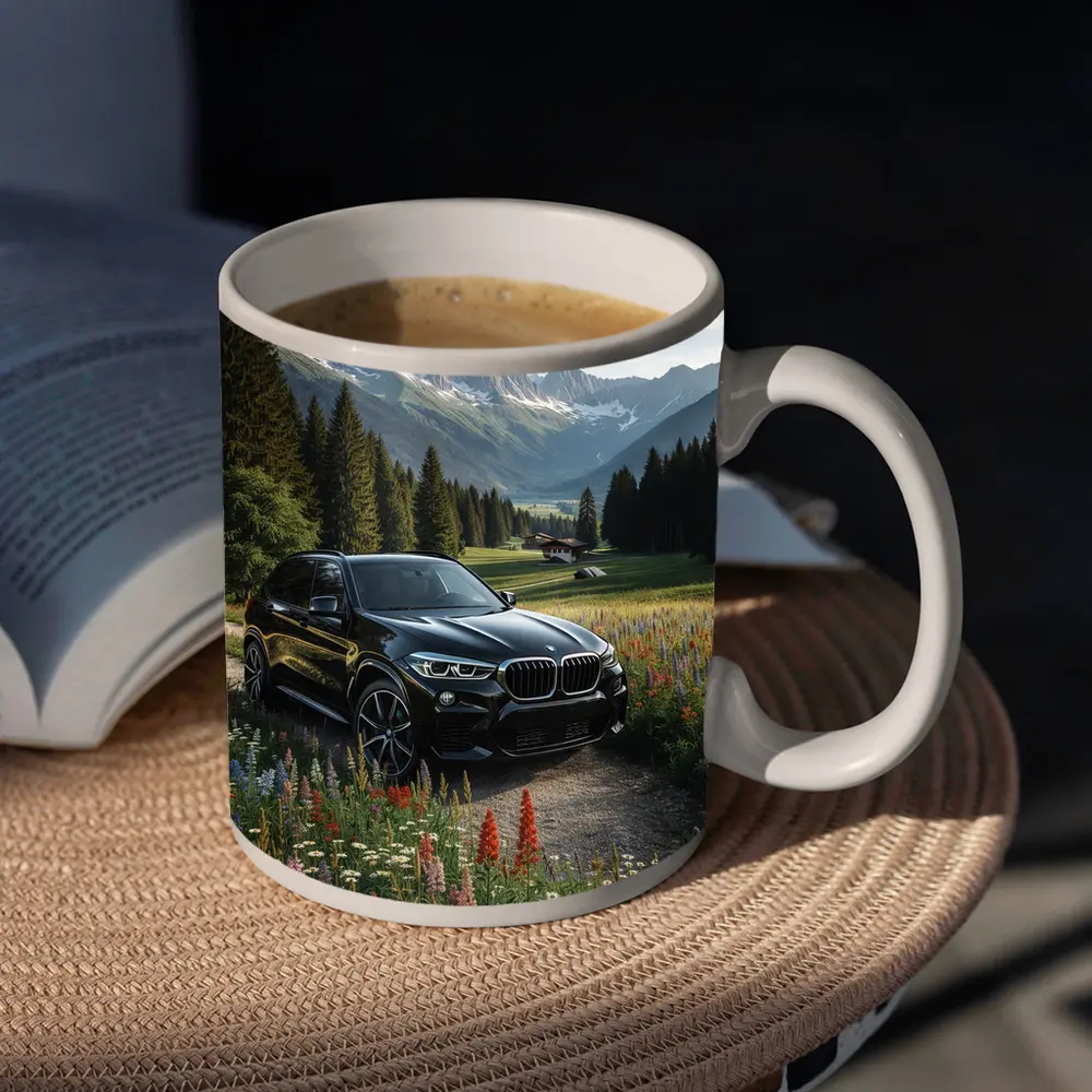 BMW X5 Black SUV Alpine Mountain Meadow – Mugs