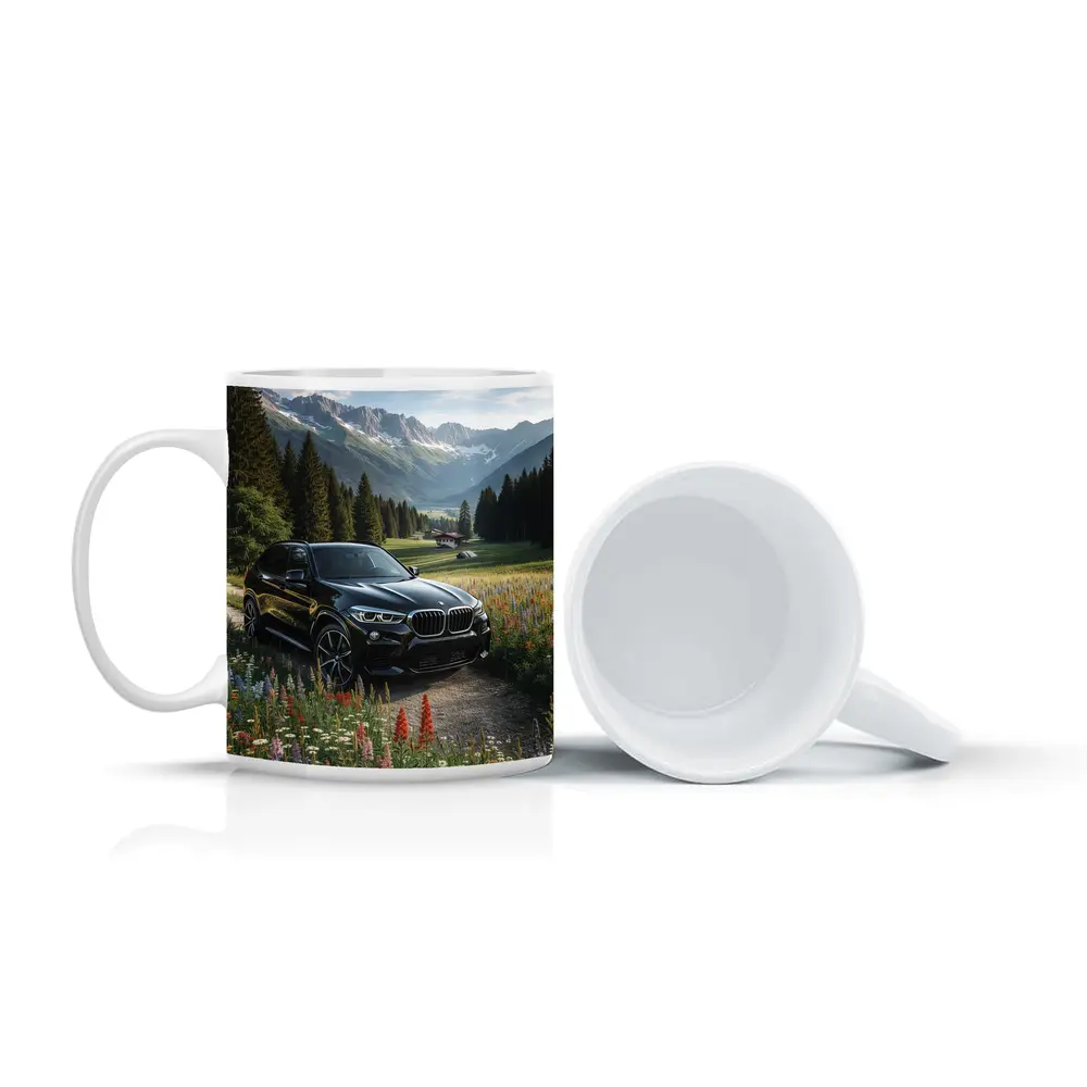 BMW X5 Black SUV Alpine Mountain Meadow – Mugs