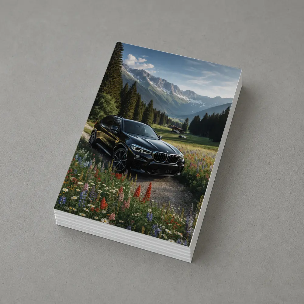 BMW X5 Black SUV Alpine Mountain Meadow – Postcards