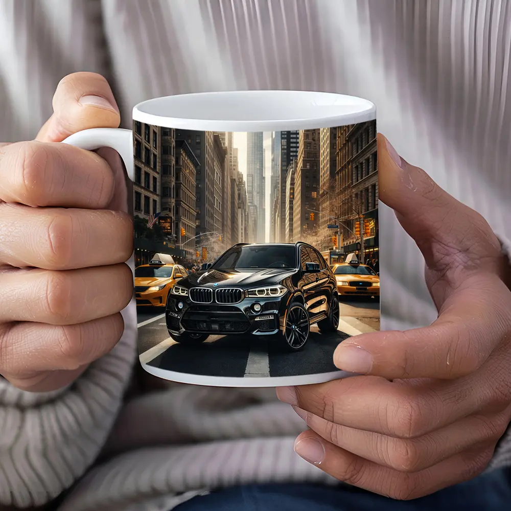 BMW X5M Black SUV New York City Street – Mugs
