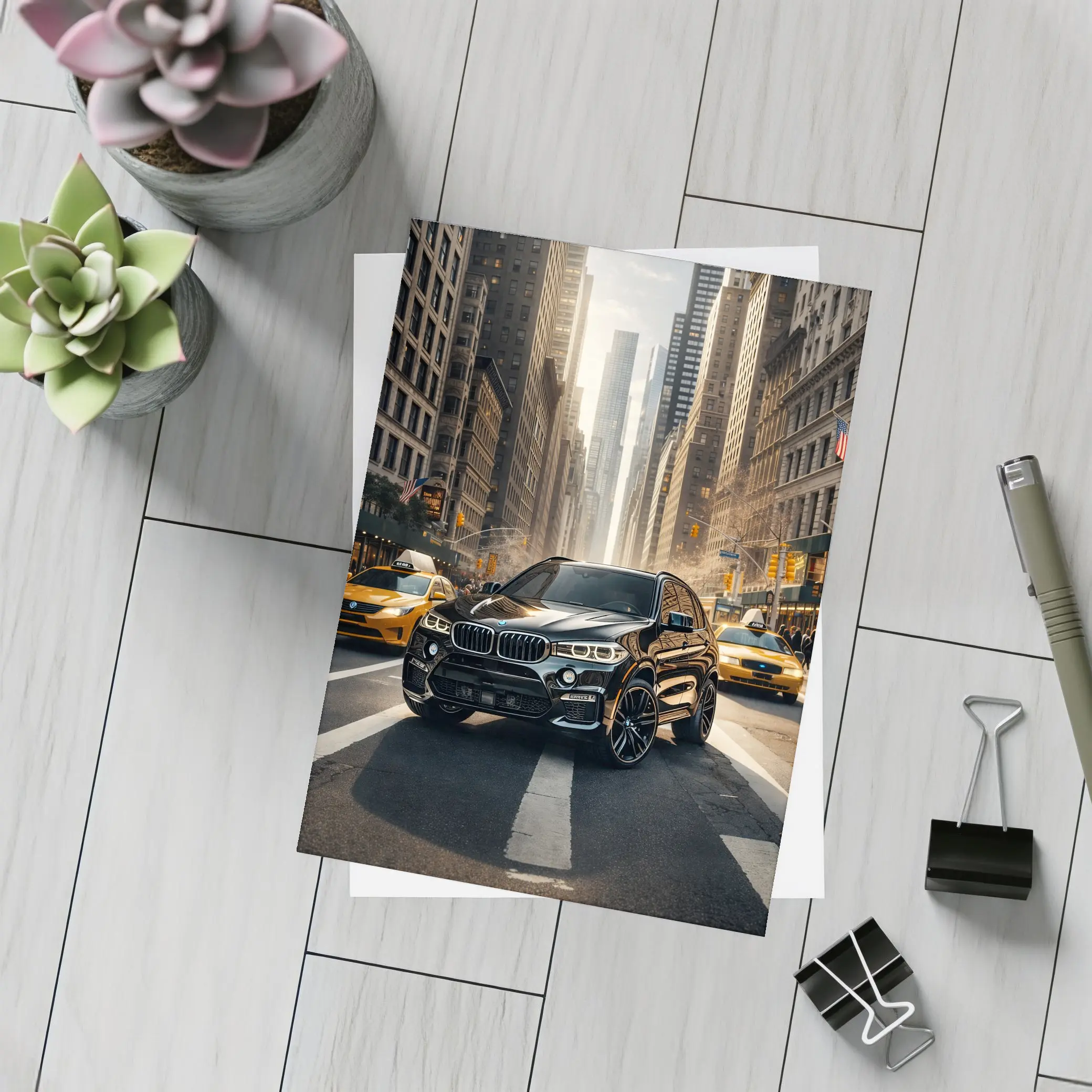 BMW X5M Black SUV New York City Street – Postcards
