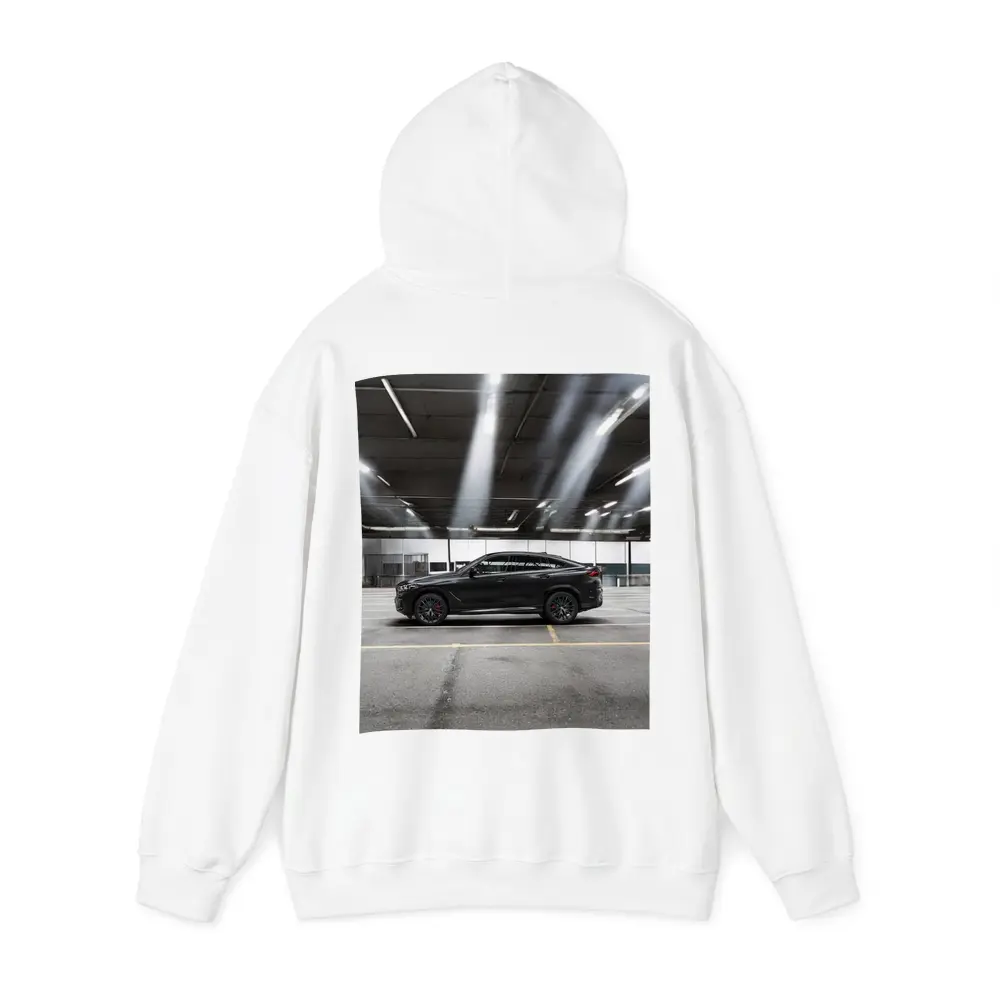BMW X6 Black Parking Garage Side View – Hoodies