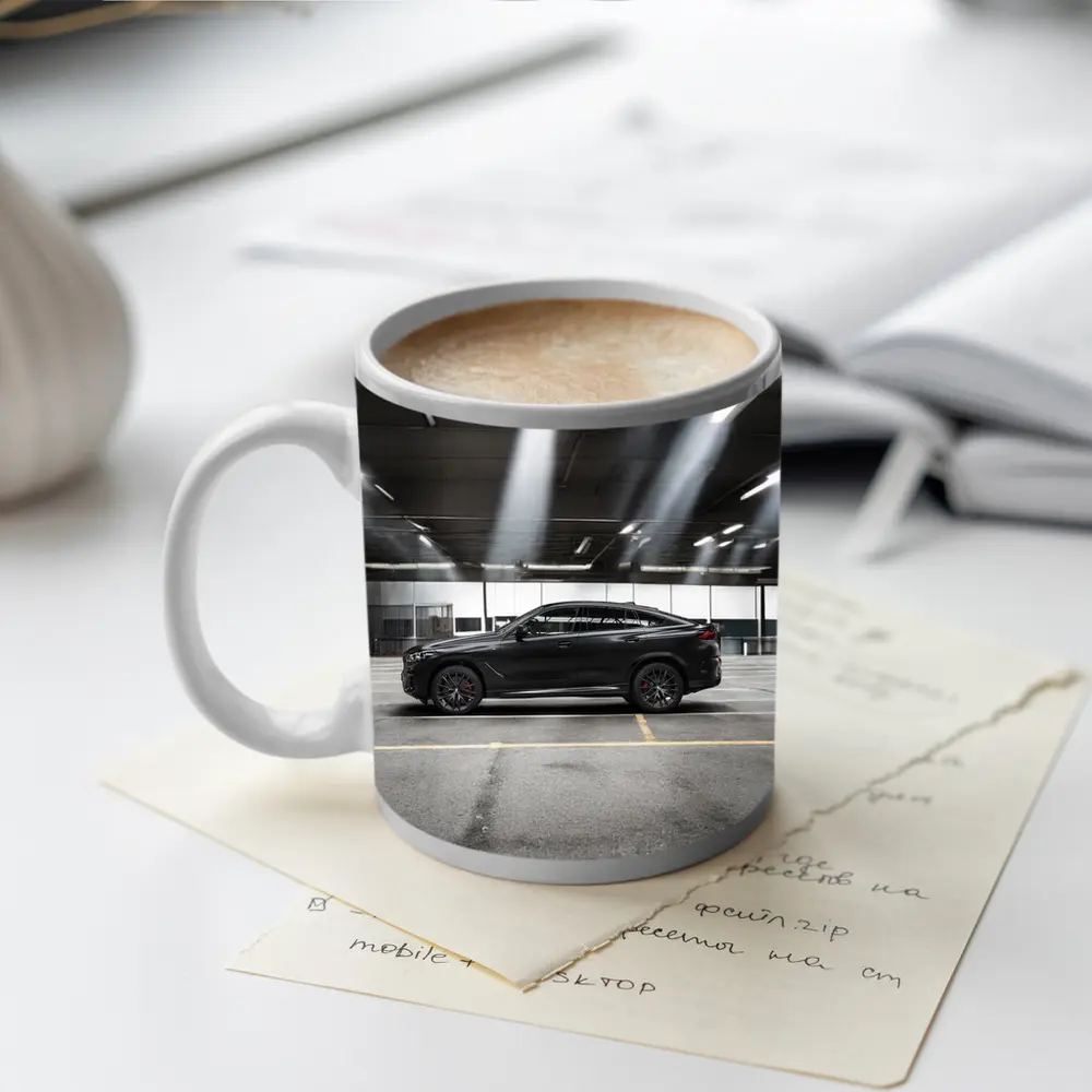 BMW X6 Black Parking Garage Side View – Mugs